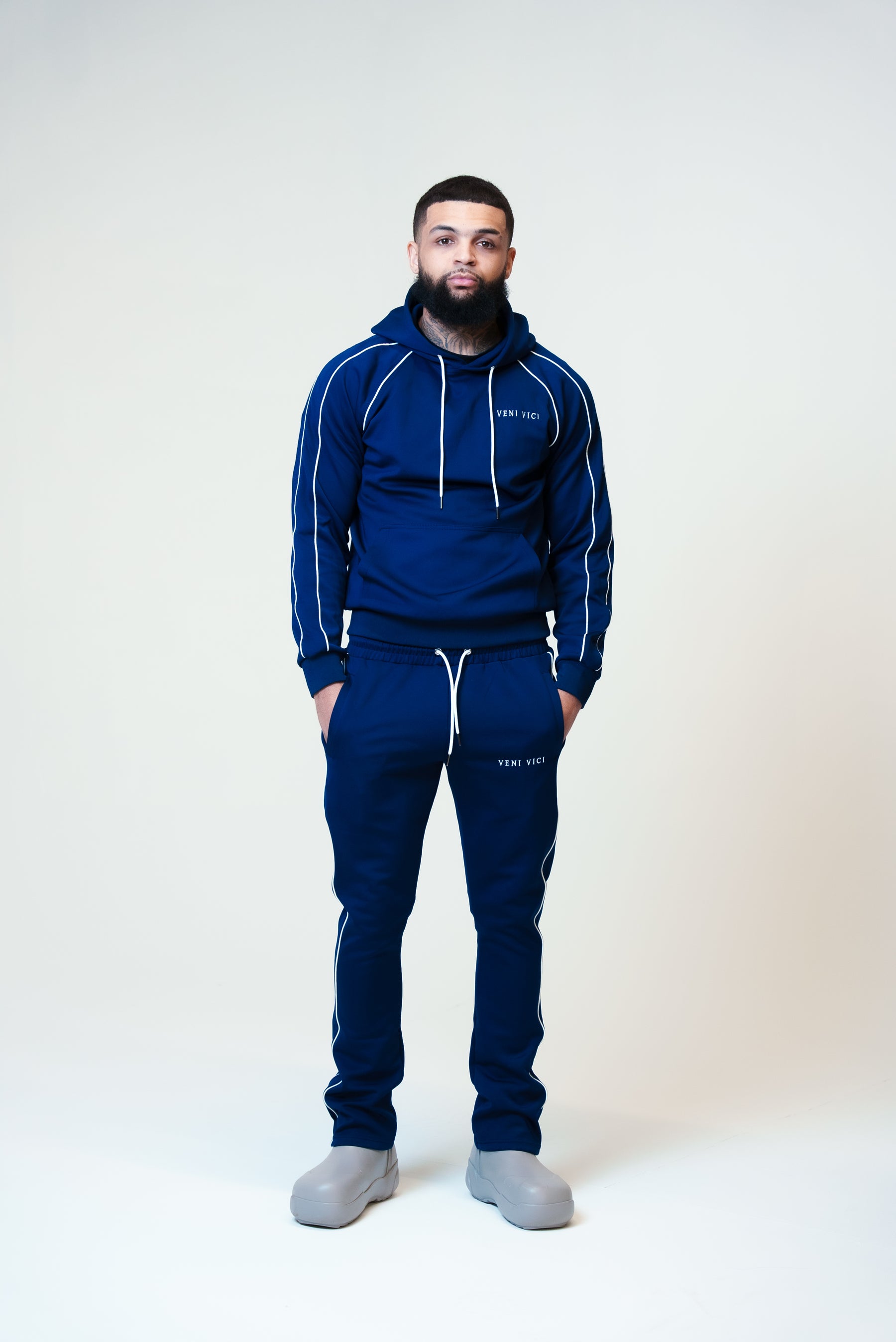 Navy Blue Victory Flare Track Hoodie