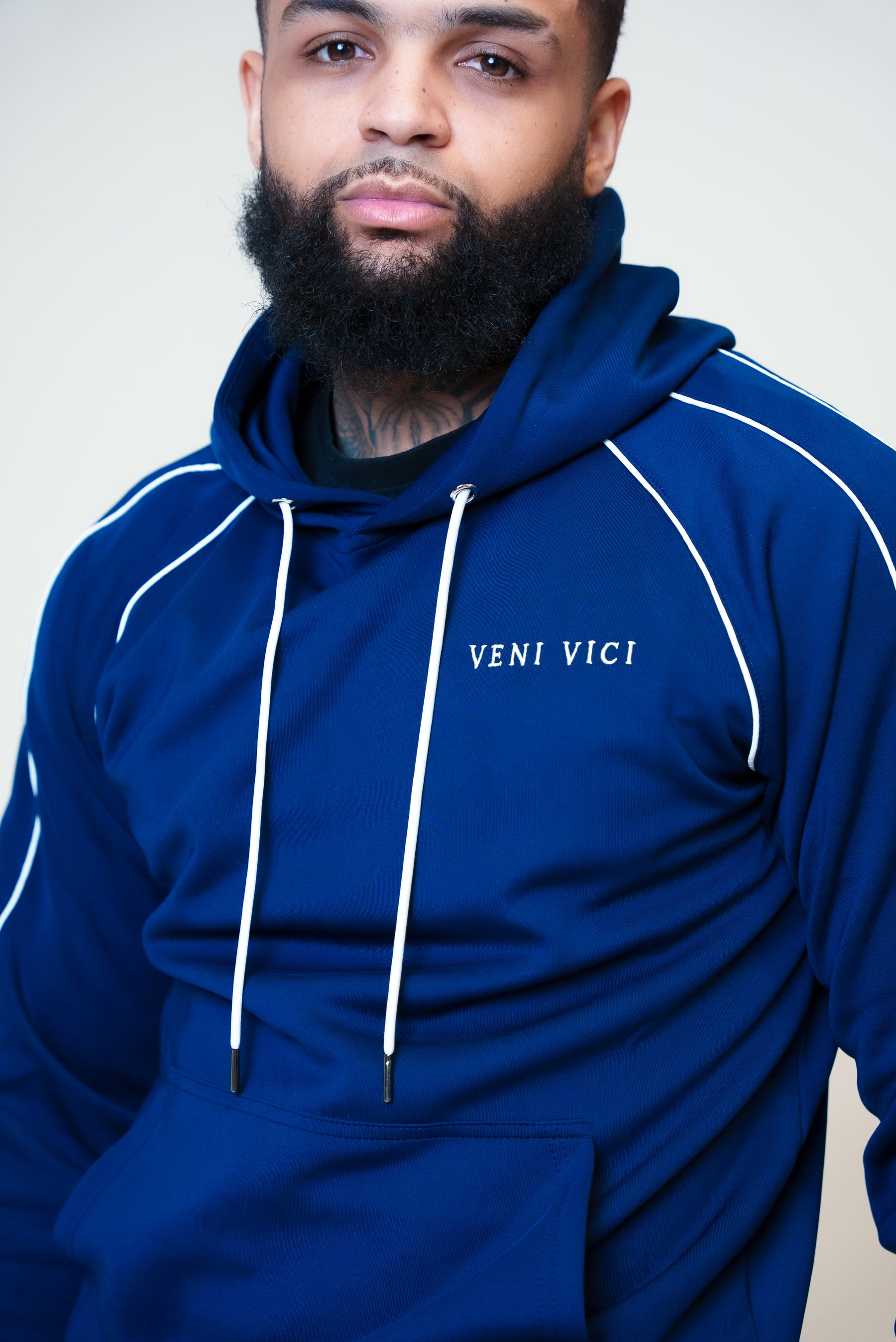 Navy Blue Victory Flare Track Hoodie