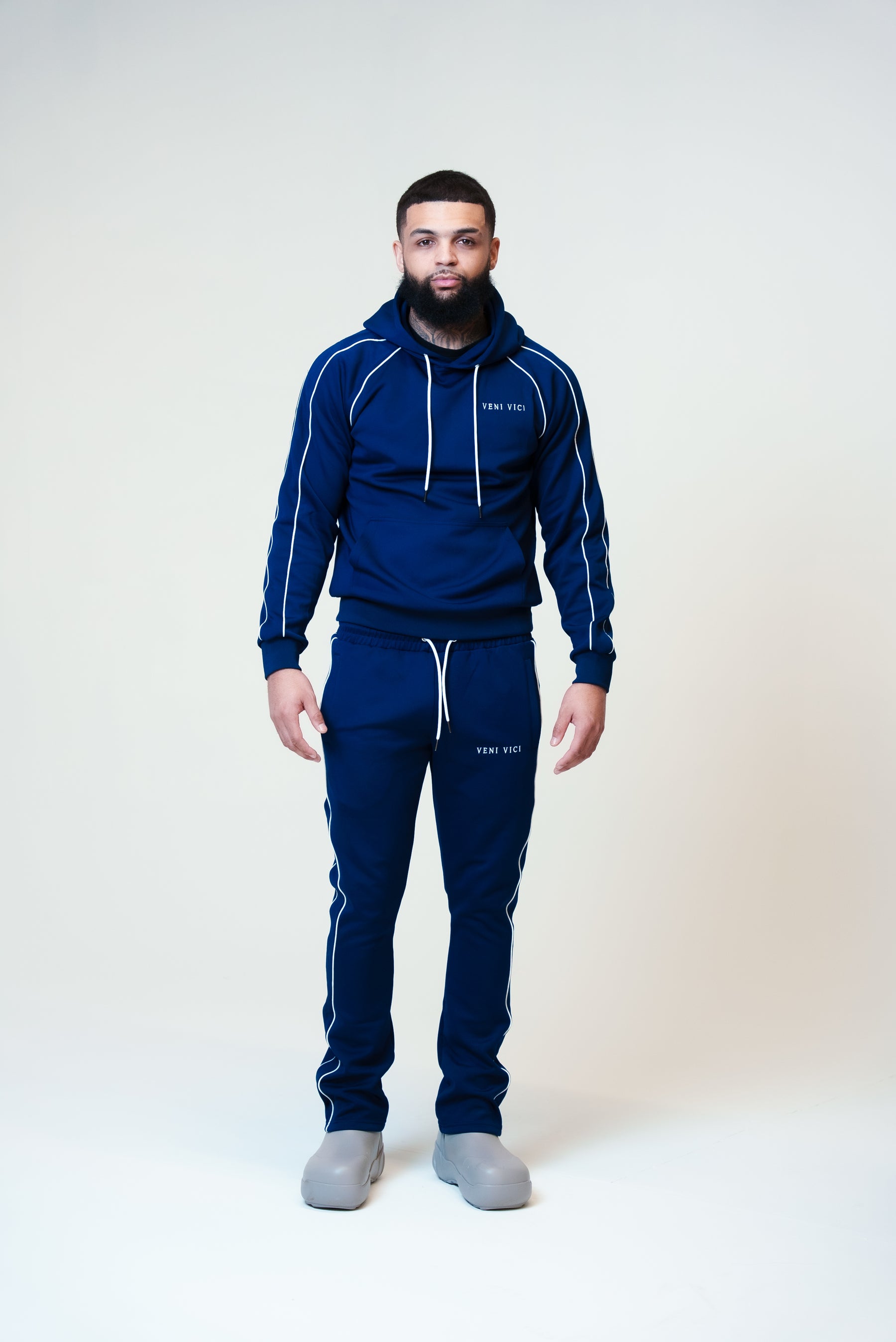 Navy Blue Victory Flare Track Pants