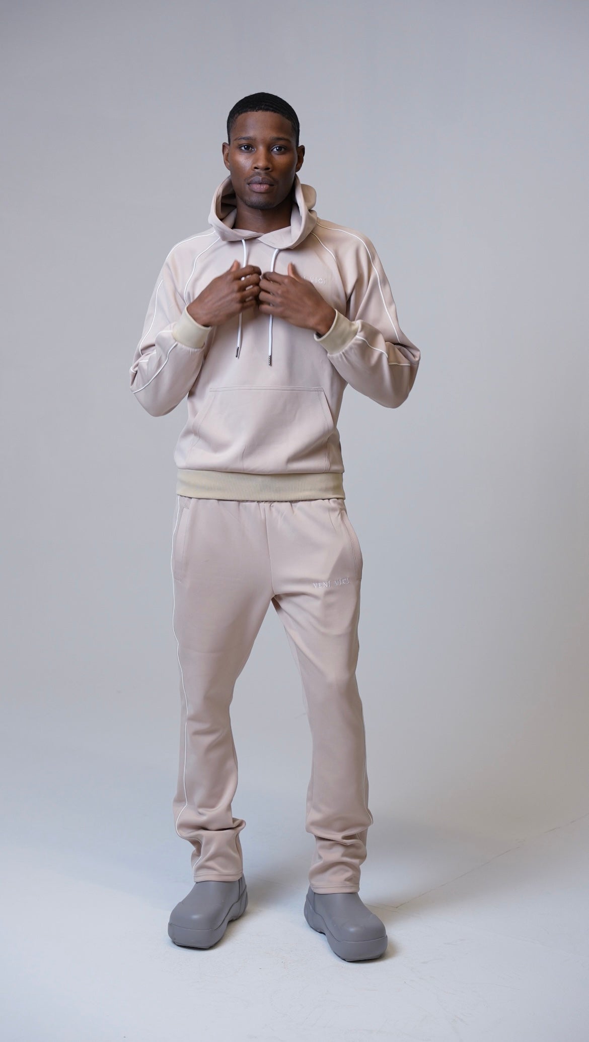 Tan Victory Flare Track Pants