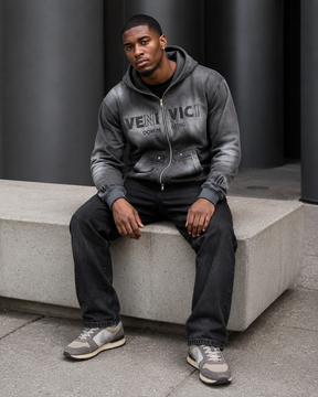 Grey Dominating Full Zip Hoodie