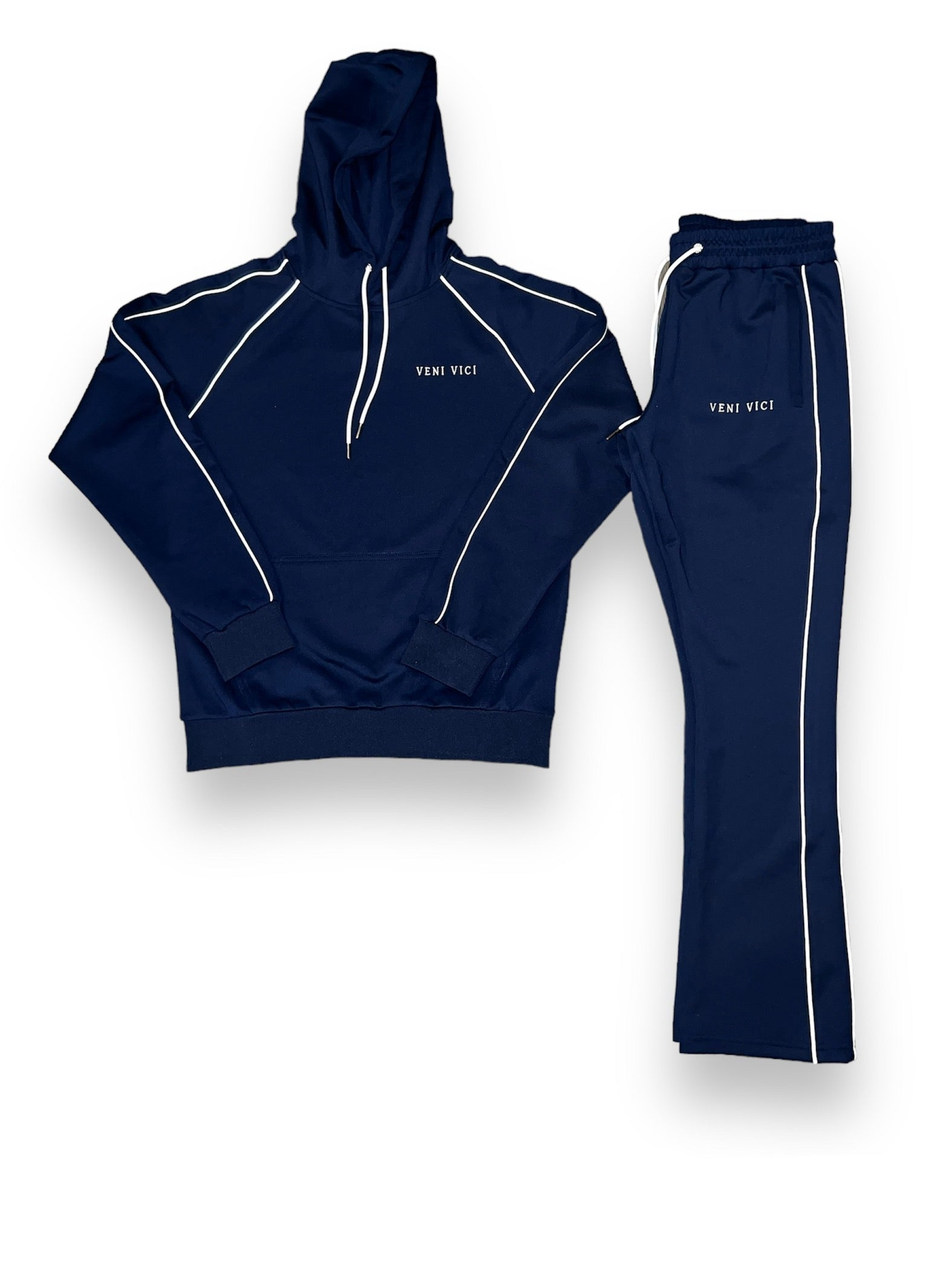 Navy Blue Victory Flare Track Pants