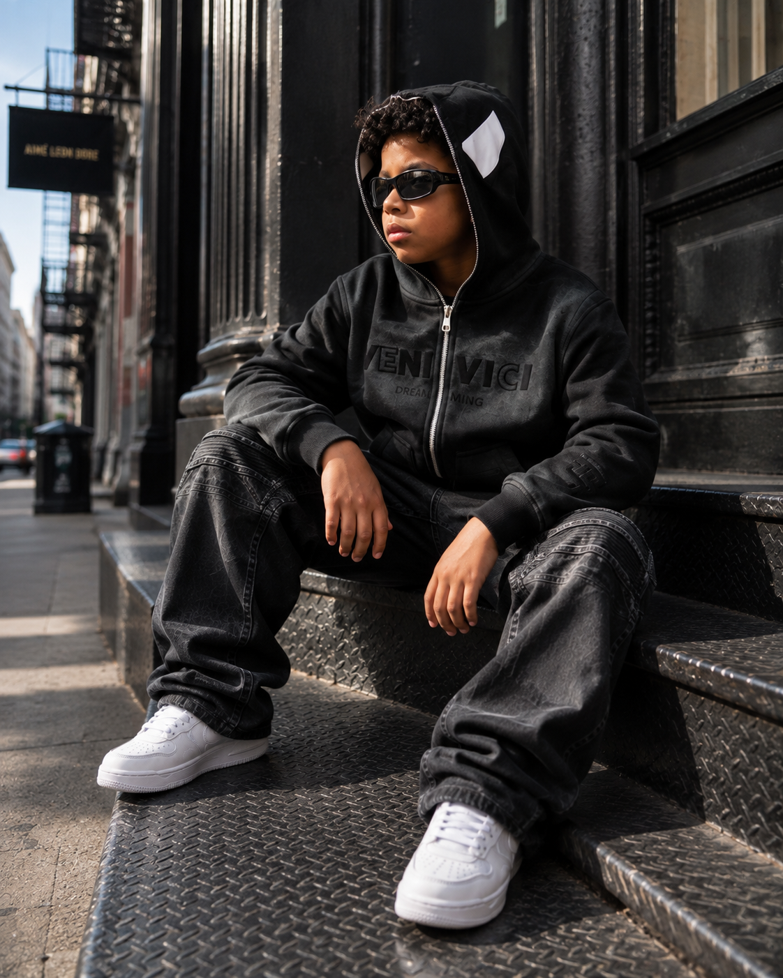 Kids Black Umbra Full Zip Up Hoodie