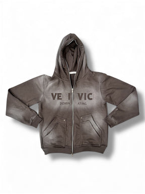 Grey Dominating Full Zip Hoodie