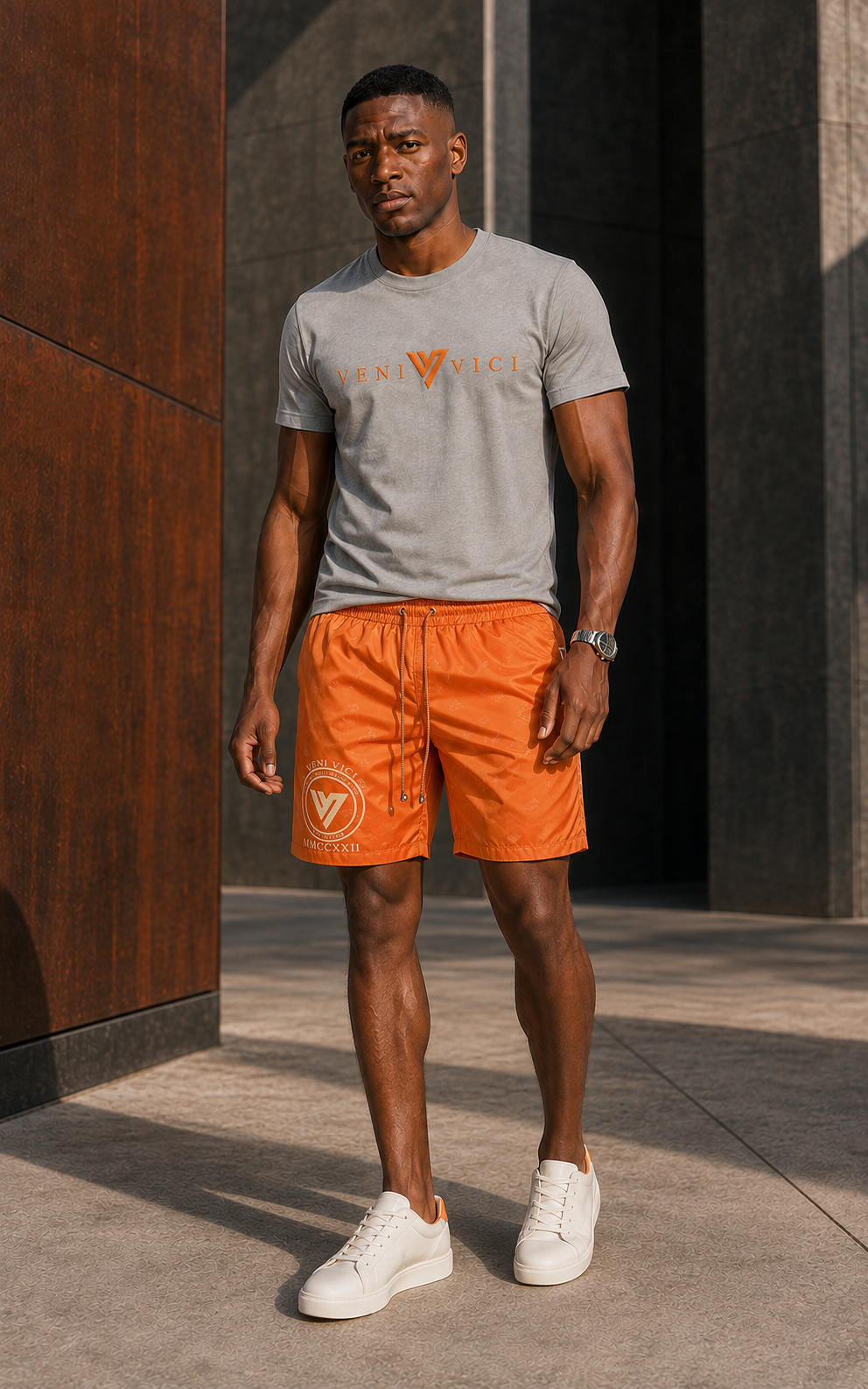 Orange Monogram Shorts