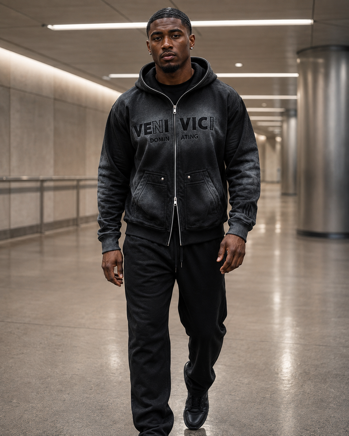 Black Dominating Full Zip Hoodie