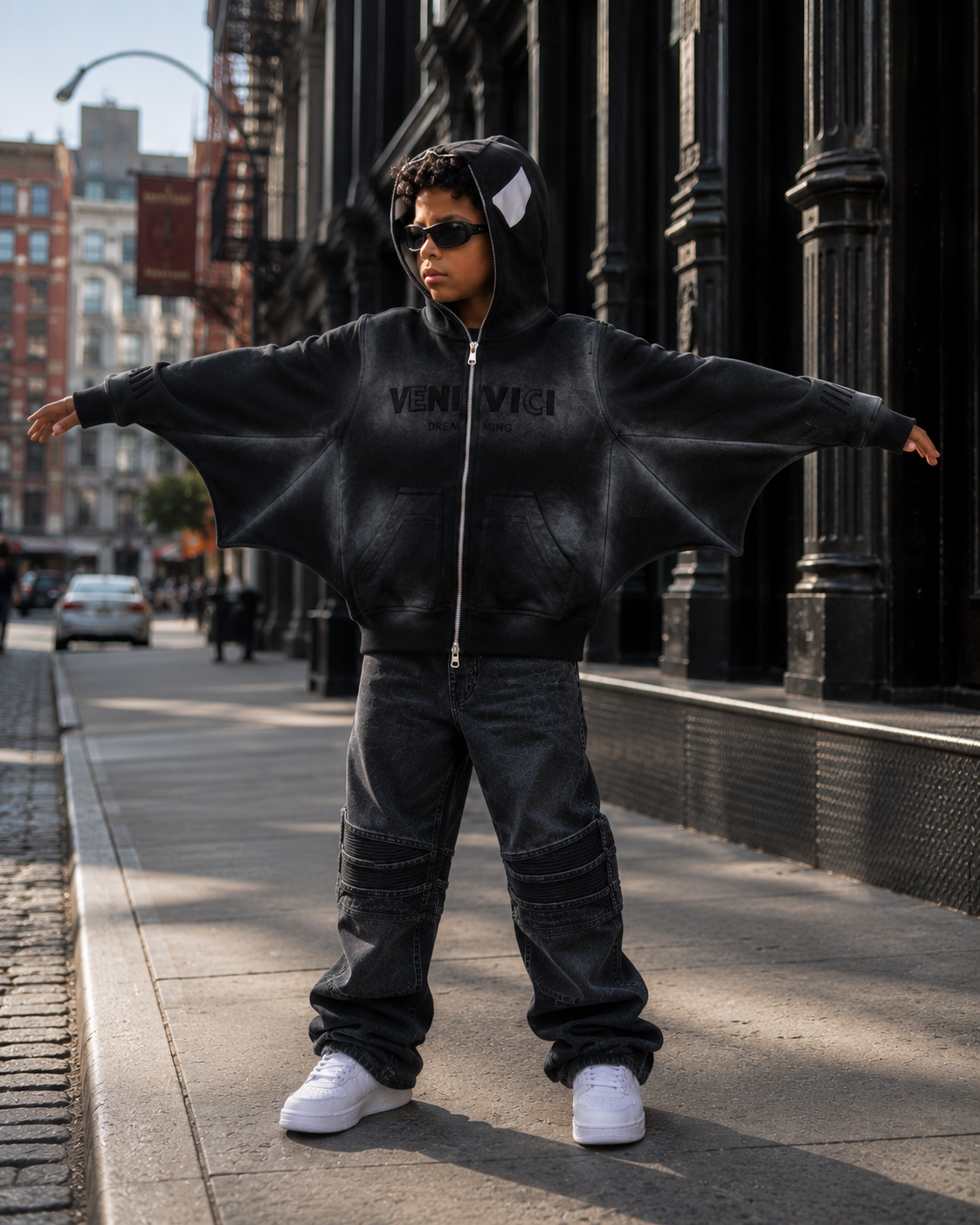 Kids Black Umbra Full Zip Up Hoodie