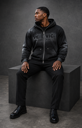 Black Dominating Full Zip Hoodie