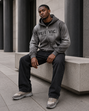 Grey Dominating Full Zip Hoodie