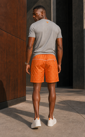 Orange Monogram Shorts