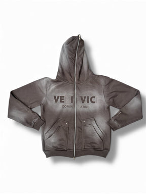 Grey Dominating Full Zip Hoodie