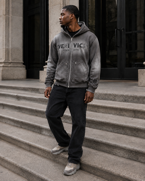 Grey Dominating Full Zip Hoodie