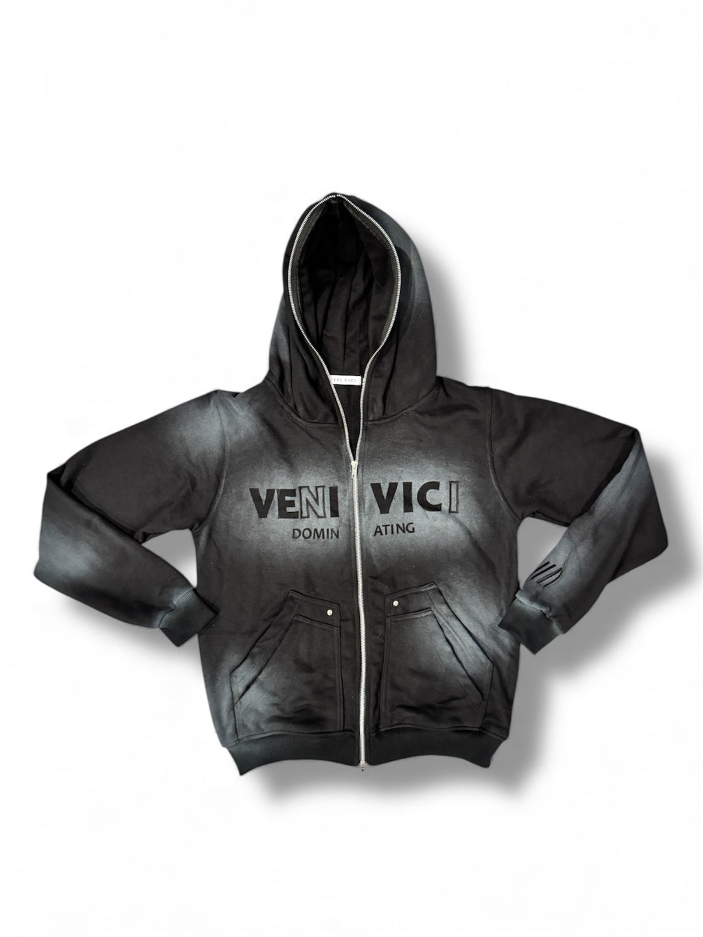 Black Dominating Full Zip Hoodie