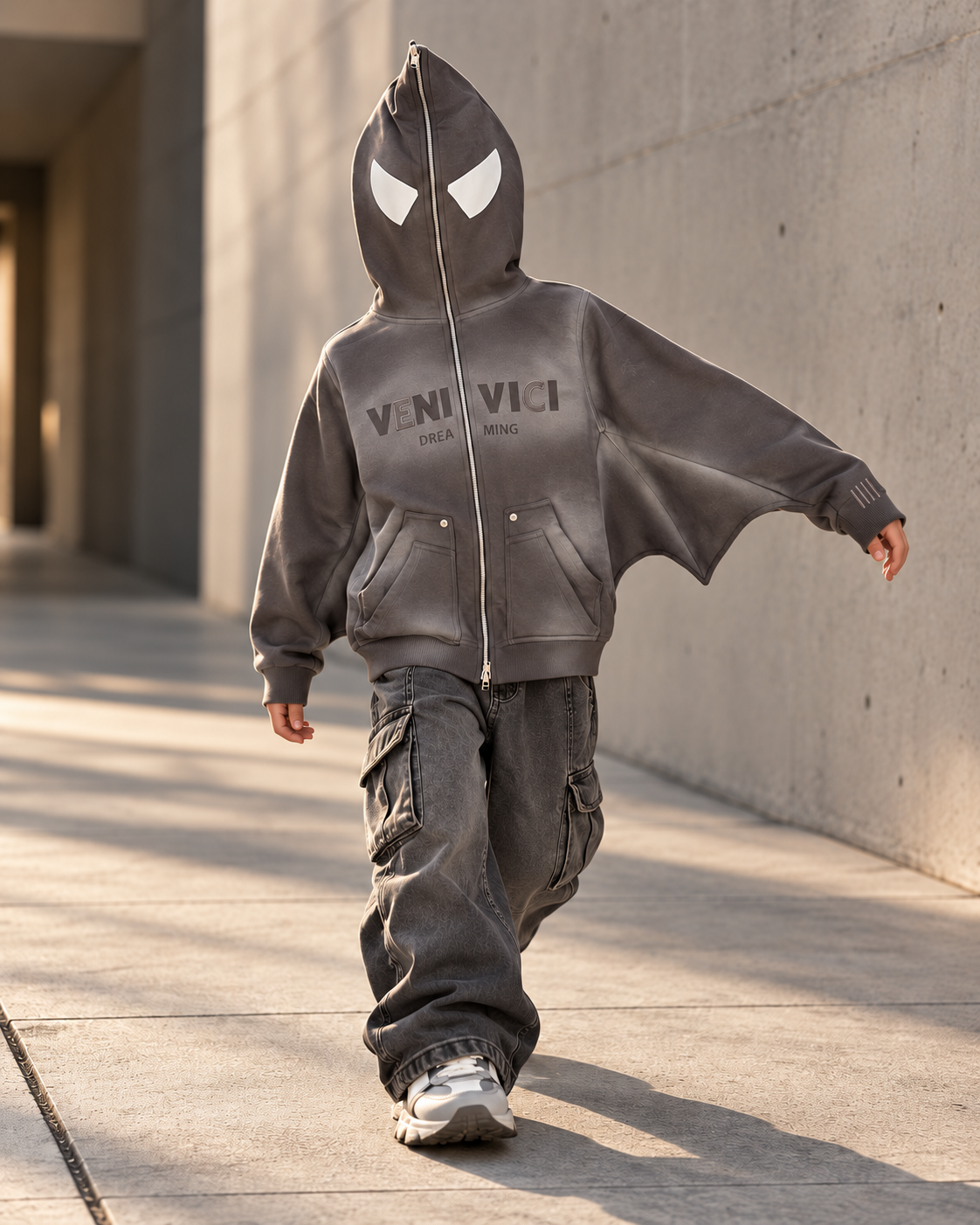 Veni Vici Kids Grey Umbra full-zip hoodie product view